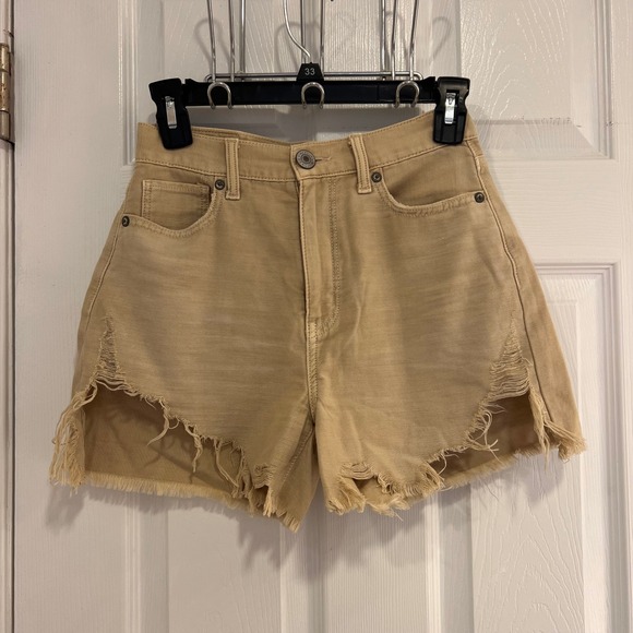 American Eagle Outfitters Pants - American Eagle Outfitters Tan Cutoff Distressed Denim Shorts